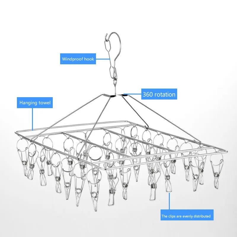 

Складная вешалка для одежды Airer, сушилка из нержавеющей стали для нижнего белья и носков, стойка для белья с плоской головкой, устойчивая к р...