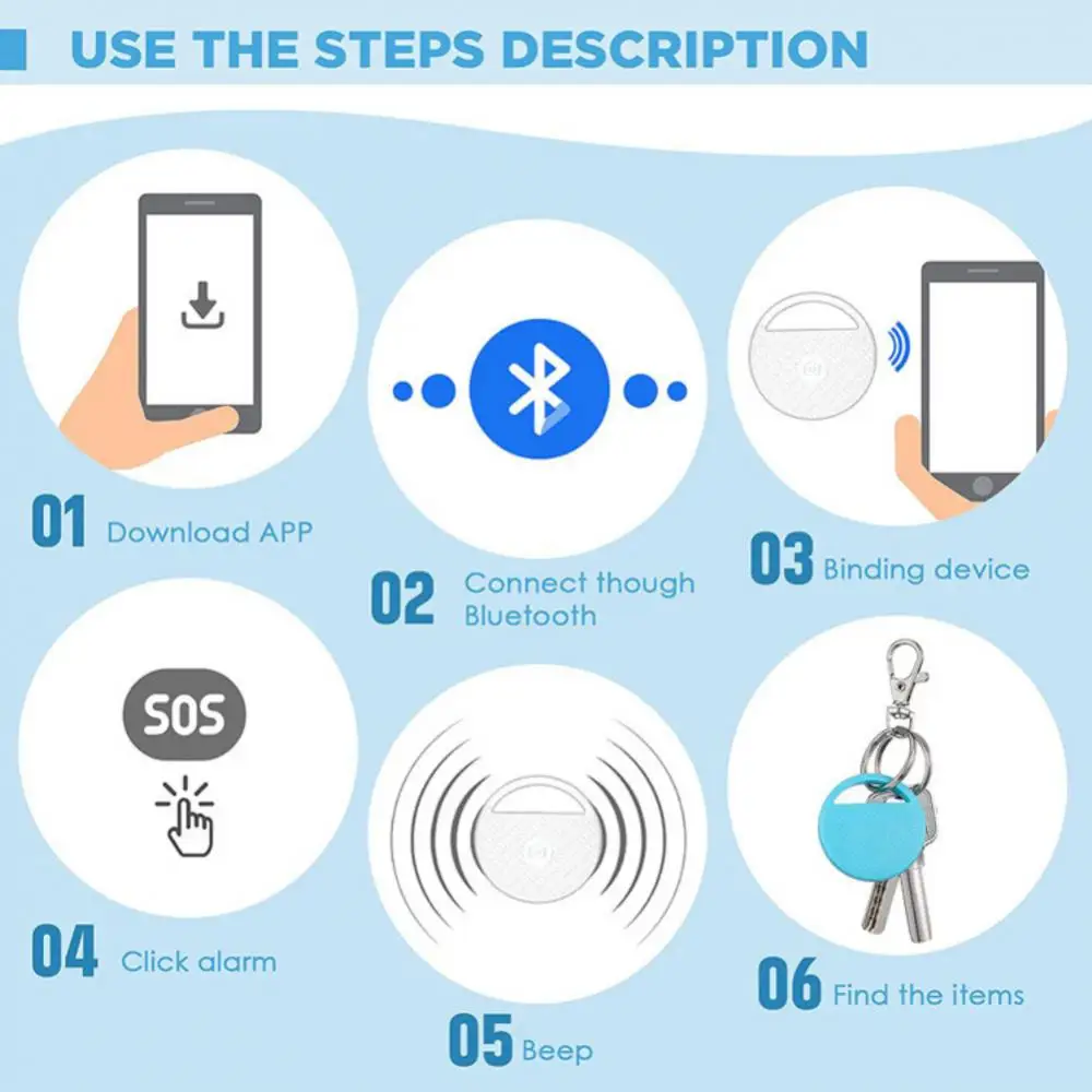

Two-way Alarm Anti-loss Device Bluetooth-compatible Tracker Circular Wireless Children Wallet Key Anti-dropping Device Finder