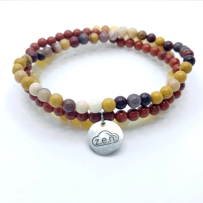 3 шт./компл. 4 мм лечебный энергетический камень, женские браслеты с подвесками, натуральные лунные красные яшмы, браслеты из бусин