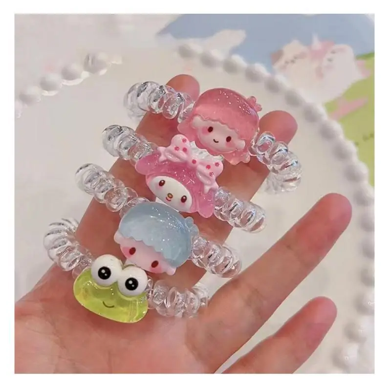 

Kawaii Sanrios My Melody Littletwinstars Keroppi Hellokittys Pochacco Cute Cartoon Anime Phone Line Hair Ring Hair Accessories