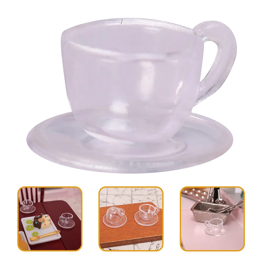 

12 Sets Mini Dollhouse Miniature Food Play Tea Cup Teaware Saucer Miniatures Accessories Fun Toys Child