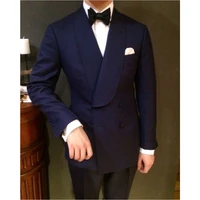 elegant navy blue mens suits for wedding prom formal business tuxedo jacket fashion classic one piece groom slim fit blazer