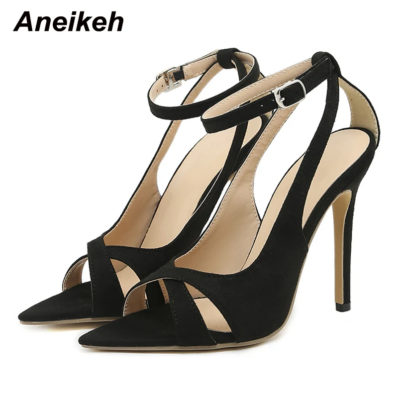 Женские туфли с острым носком Aneikeh2024 элегантные пикантные сандалии на тонких