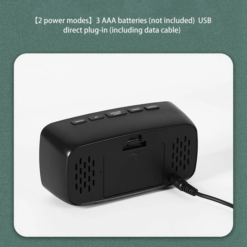 Bedside,led Travel Usb Desk Clock With 12/24h Date Temperatu