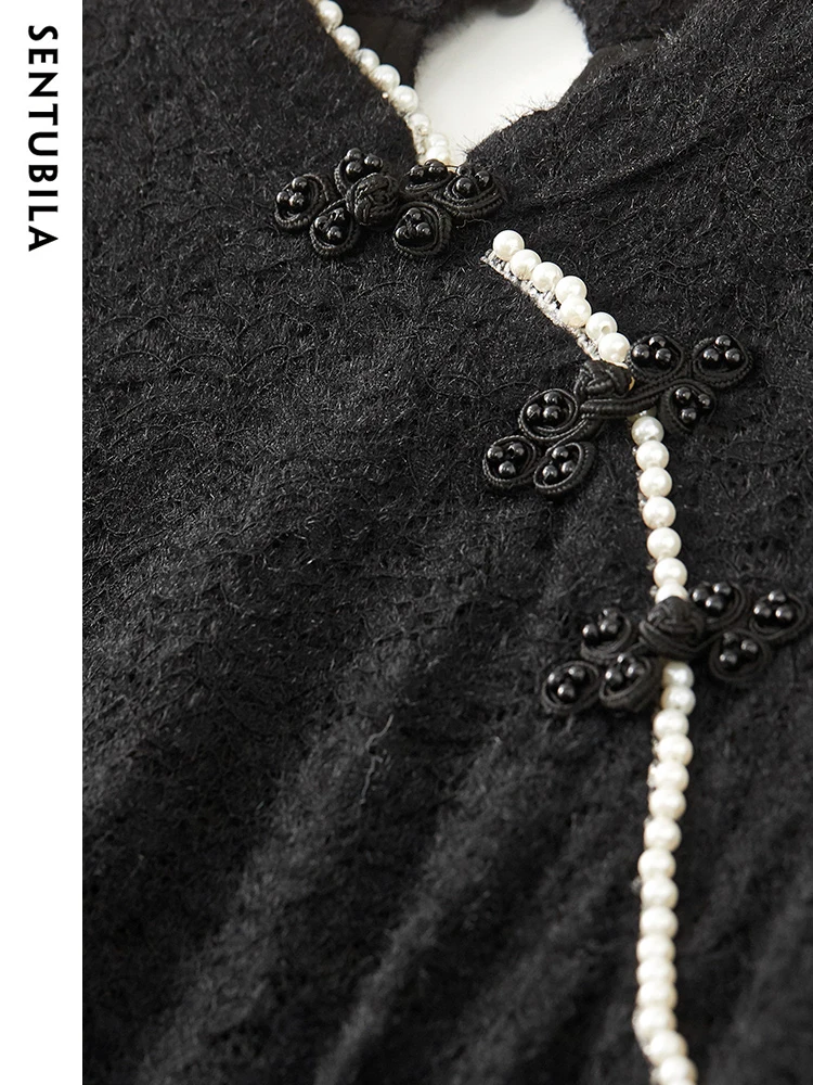 Женское кружевное жаккардовое платье Sentubila длинное ажурное в китайском стиле с