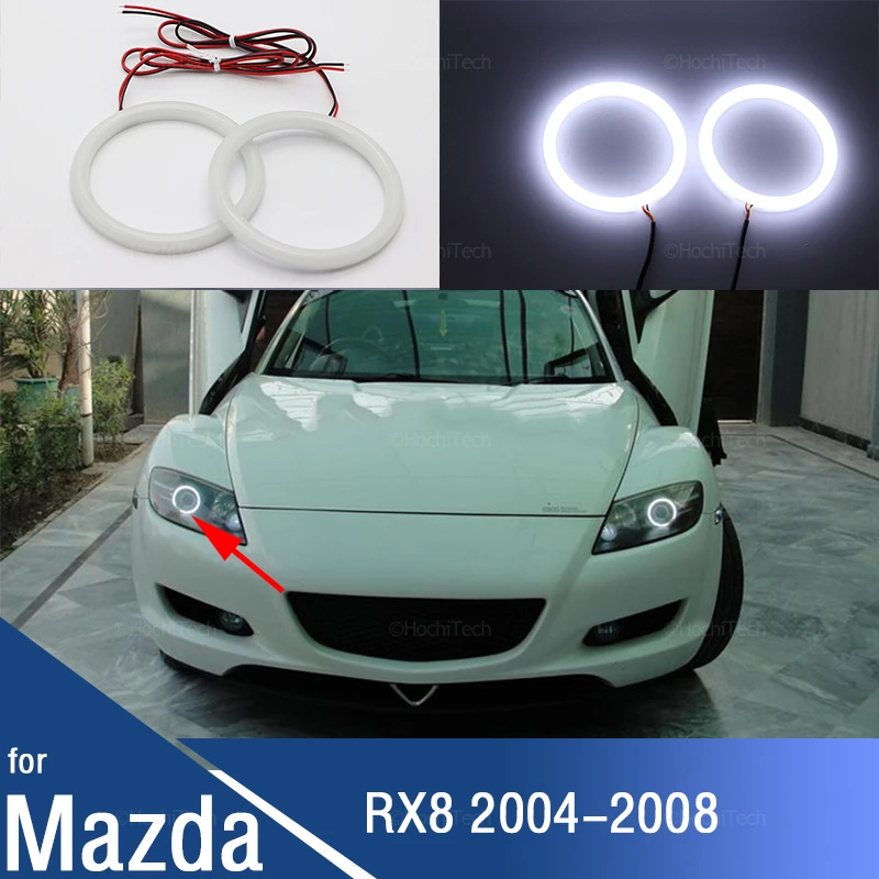 

for Mazda RX8 Rx-8 2004-2008 Car Accessories Ultra Bright Day Light DRL Cotton Angel Eyes Demon Eyes Kit Warm White Halo Ring