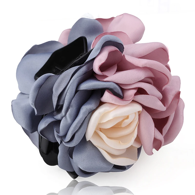 Big Camellia Flower Hair Claws Clips Women Girls Muliticolor Rose Large Clamps Ponytail Holder Barrettes Accessories |