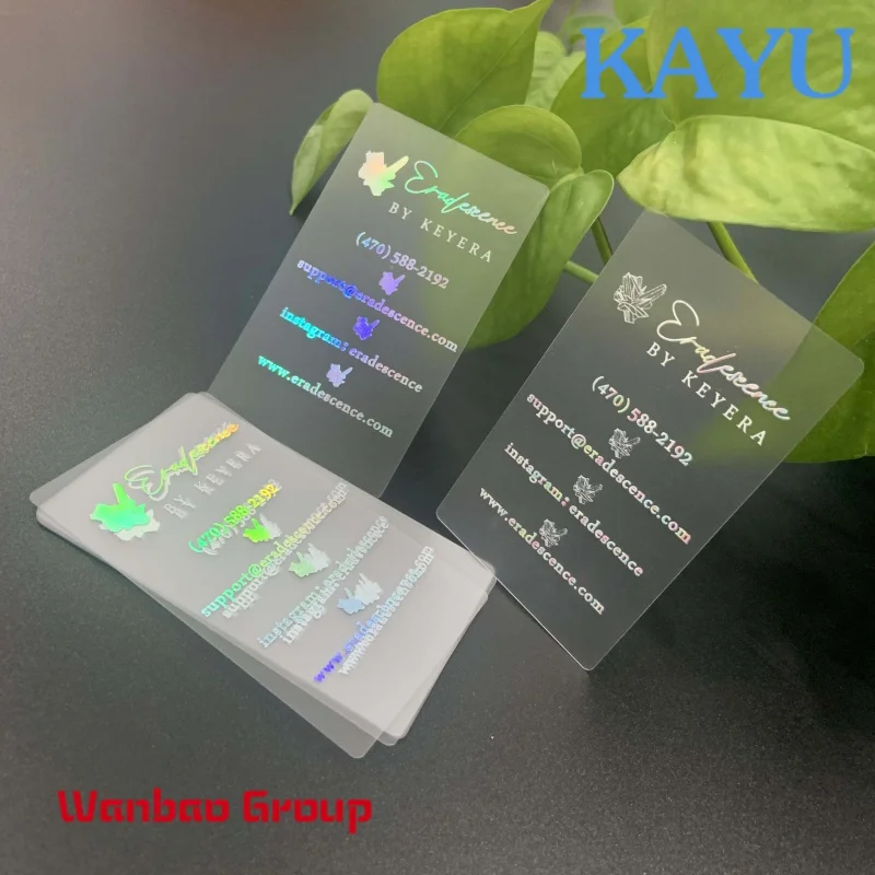 High Quality Printable Hot Printing Sublimation Plastic Professional Custom PVC Hologram Clear Transparent ID Business Cards