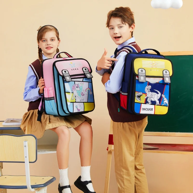 Children Anime Backpacks New Cartoon Princess Girls Mermaid Unicorn Boys Dinosaur Space School Bags with Tutorial Bags All-match