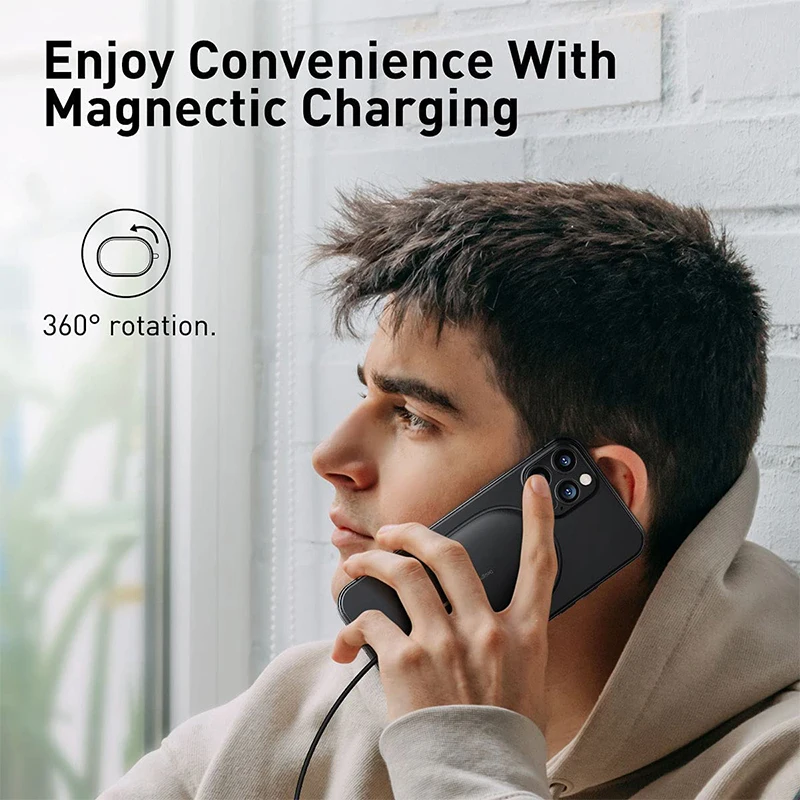 baseus 15w magnetic wireless charger for iphone 12 portable wireless charger for iphone 12 mini charging fast charging pad free global shipping