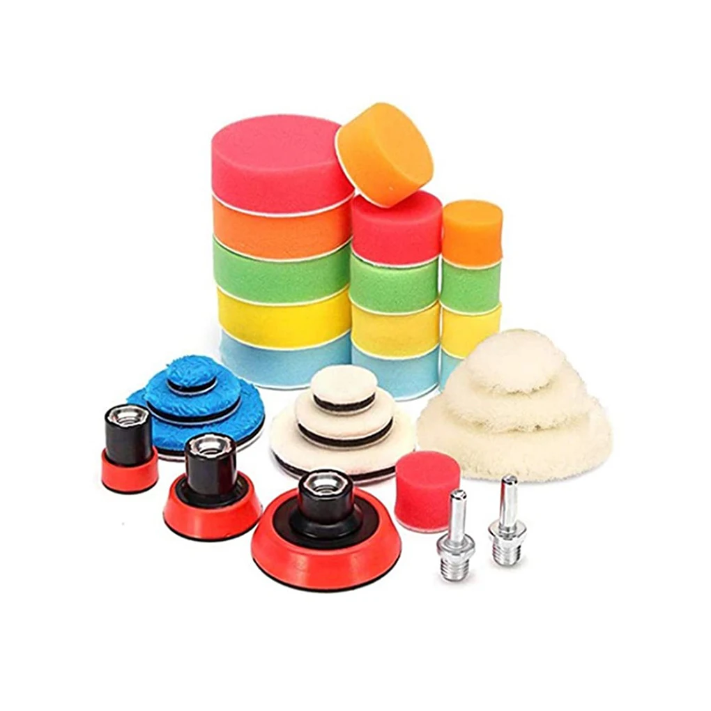 

29 Pieces Car Polishing Pad Automotive 30/50/80mm Buffing Discs Washable Reusable Cleaning Glazing Care Wheels Buffer