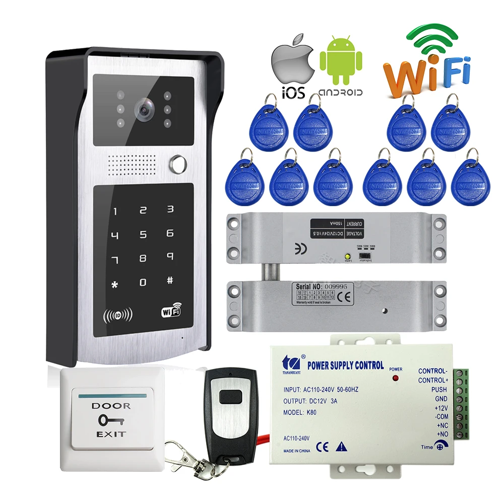 

Tuya APP RJ45 Wifi 1080P Video Doorbell Intercom Door Phone RFID Keys Code Keypad Camera Remote Unlock Electric Drop Bolt Lock