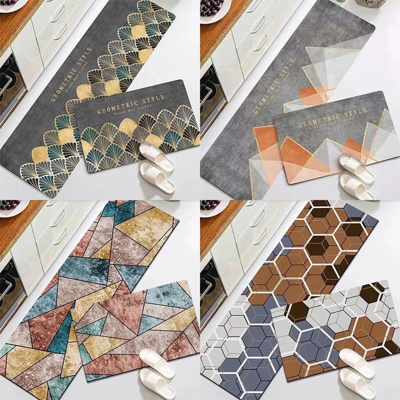 

Кухонные коврики с узором из зубчатого мрамора, Нескользящие моющиеся фетровые коврики для гостиной, в эстетическом стиле