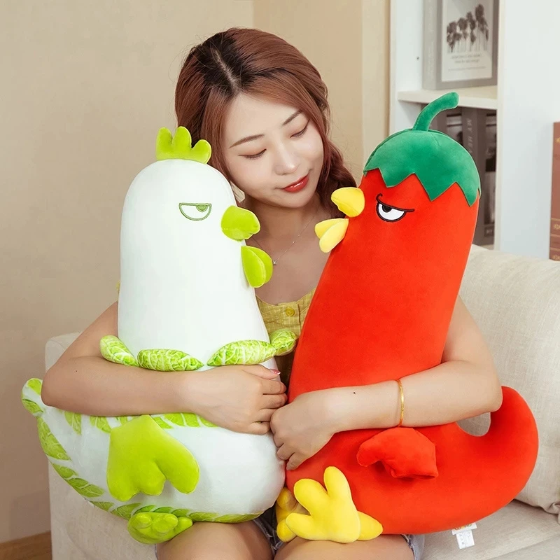 

50/60cm Creative Chili Vegetable Chicken Plush Toy Stuffed Lifelike Animal Doll Room Decor Kids Birthday Gift Hot Wholesale