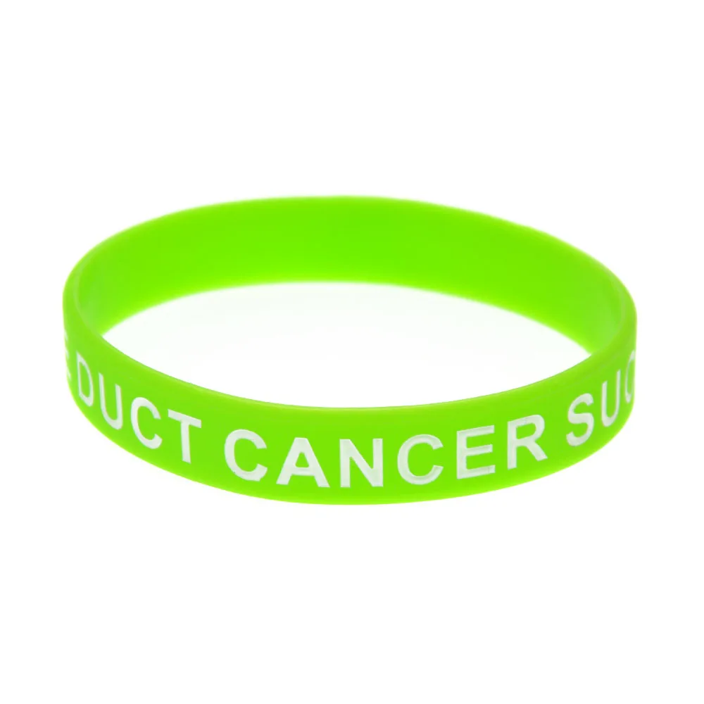 

50 PCS Bile Duct Cancer Sucks Silicone Wristband Green Adult Size