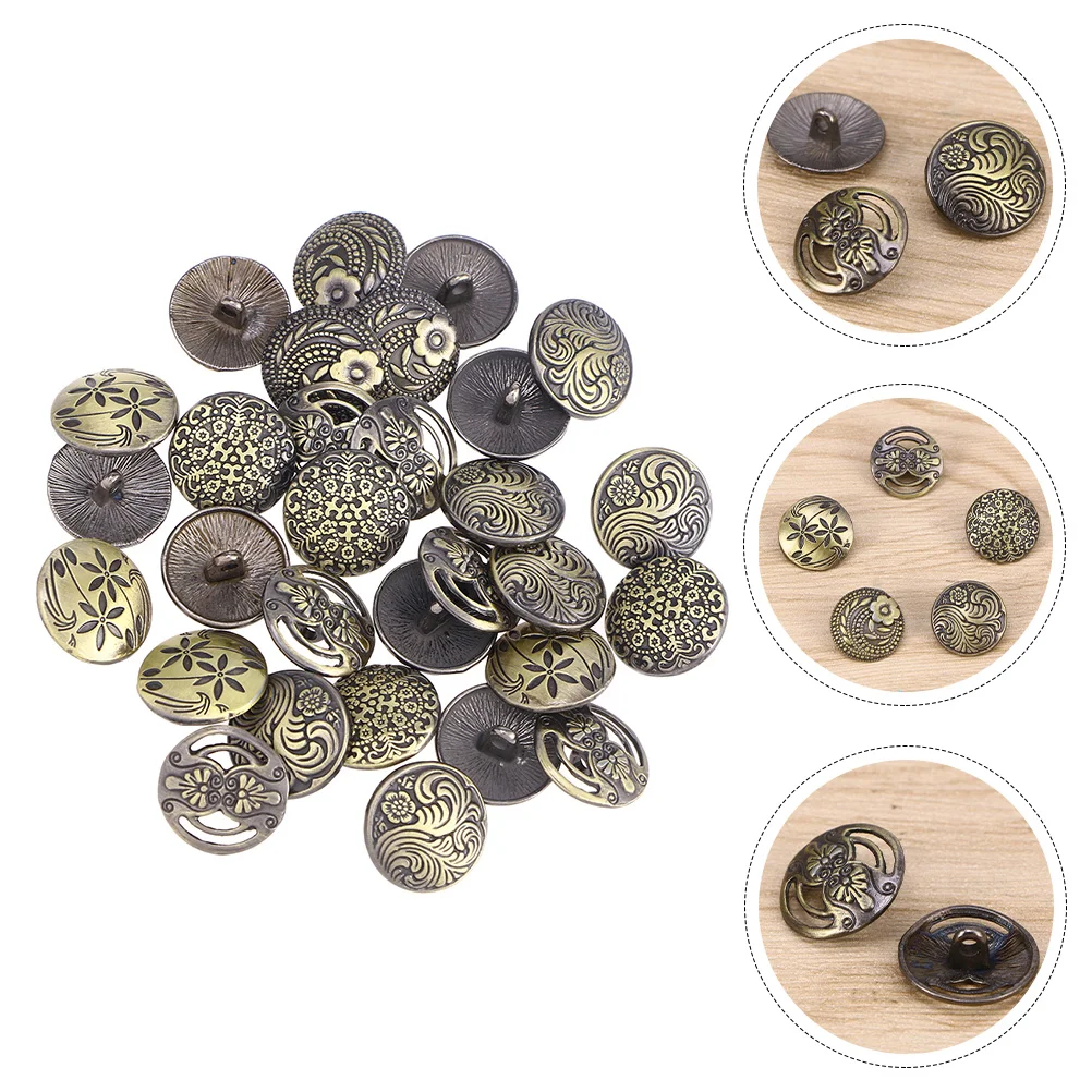 

50pcs Vintage Style Round Buttons Replacement Jean Buttons for DIY Crafts Decor