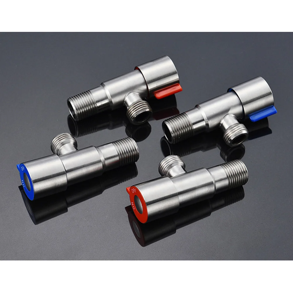 

2pcs Stainless Steel Bathroom Angle Thickened Hot Cold Water Shut Off for Toilet Kitchen Sink(Red/Blue)