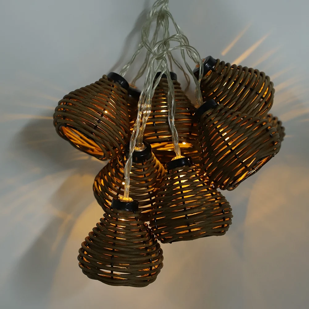 

10pcs Rattan Lamps String Lights Led Rattan Balls Fairy Lights Wedding Home Decoration Bedroom Birthday Parties DIY Decor