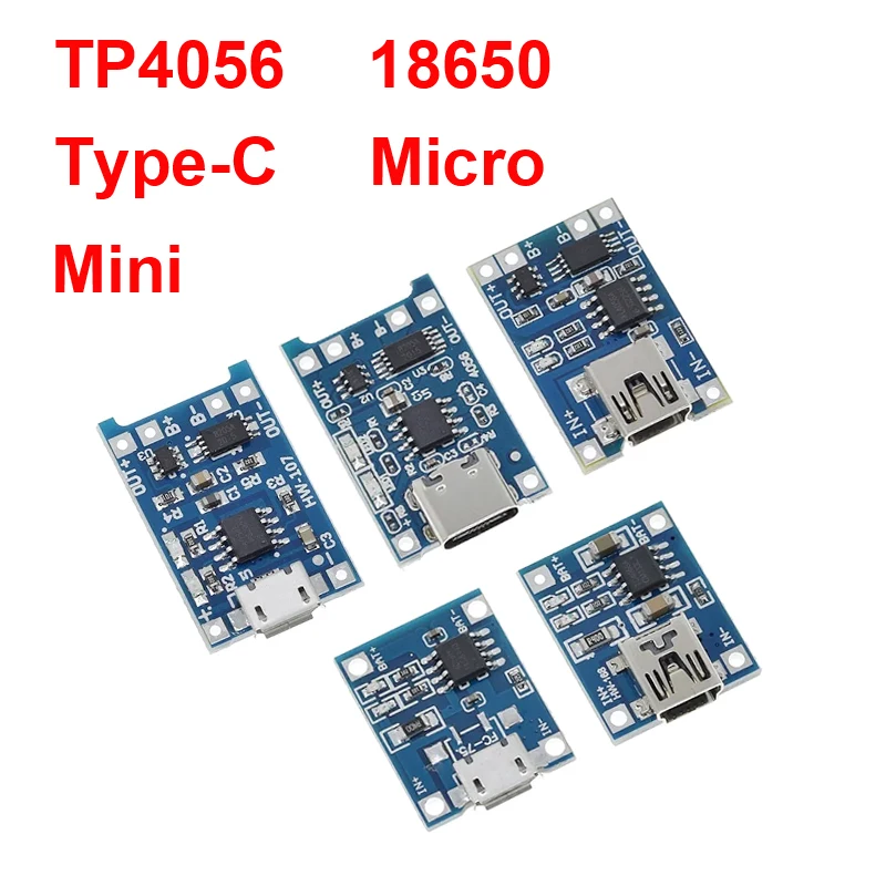 1/5 шт. 5 В 1 A Micro/Type-c/Mini 18650 TP4056 Модуль зарядного пристрою для літієвої батареї Плата зарядки із захистом Подвійні функції Li-ion