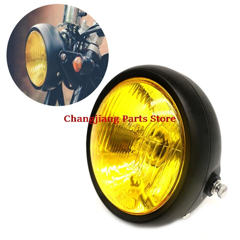 

1PC Black Motorcycle Headlight Head Lamp Retro Vintage Headlight For GN125 Cafe Racer Bobber Custom