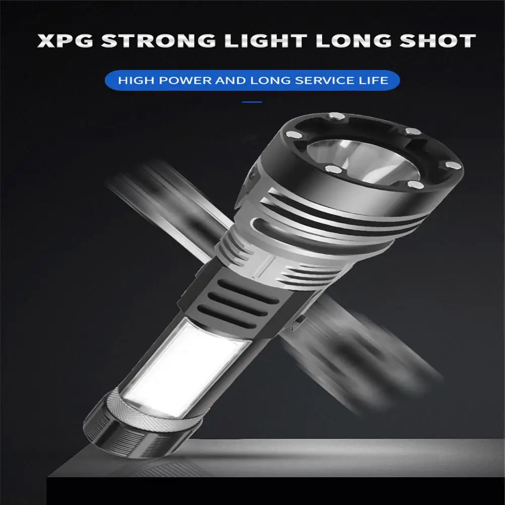 

Super Bright XPG+LED Flashlight 4 Modes Type-c Charging Waterproof Torch Aluminum alloy Lantern with Hammer Head Warning Light