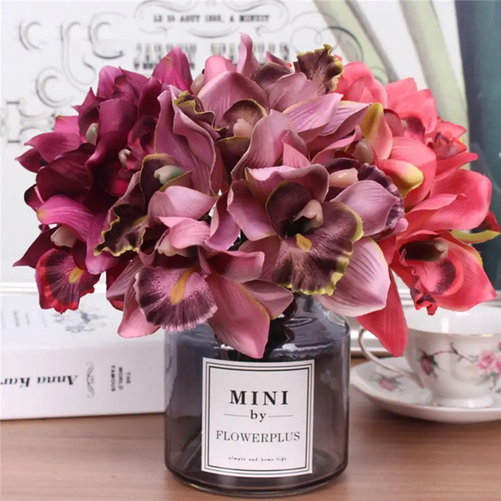 

Dropshipping!!1 Bouquet 7-Head Artificial Flower Orchid Home Hotel Wedding Bridal Table Decor Home Decoration