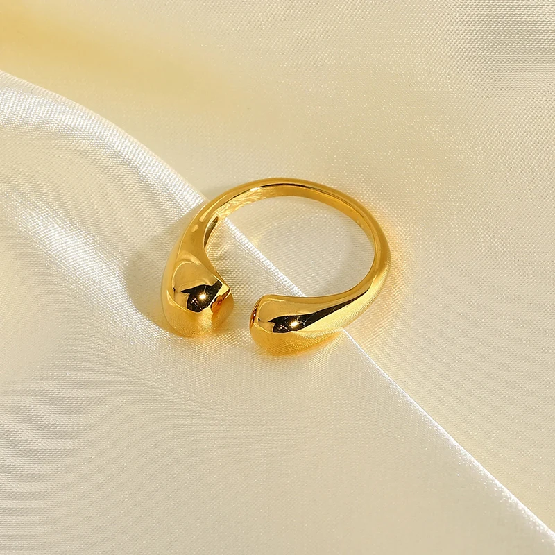 

High Polished Stainless Steel PVD18k Gold Plated Open Rings for Women Metal Chunky Ring Fashion Jewelry Waterproof