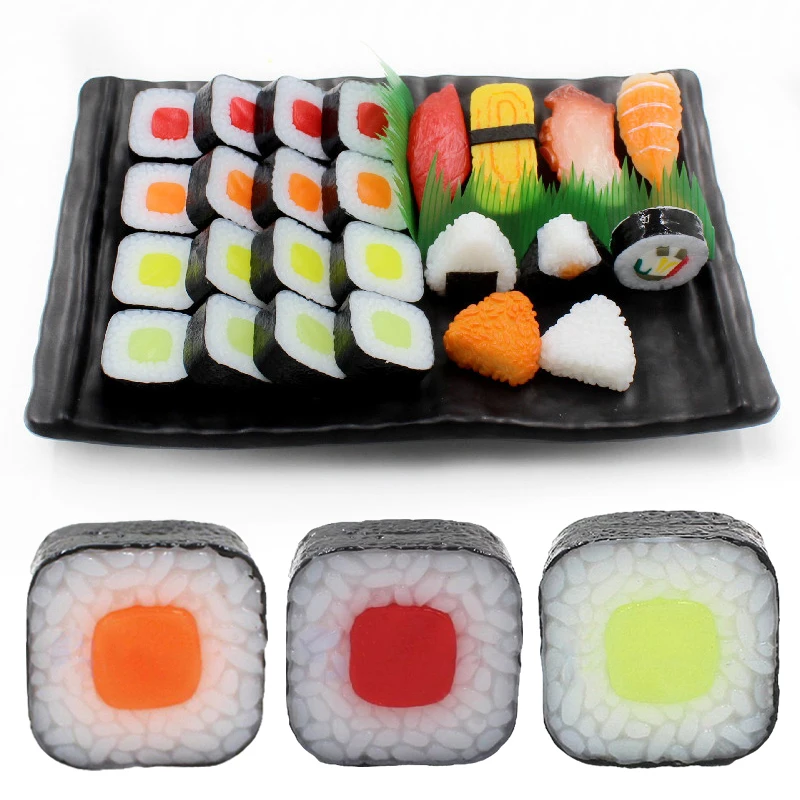 

Имитация лосося, модель Onigiri, водоросли, рисовые рулоны, суши, фотография, реквизит искусственная еда-муляж