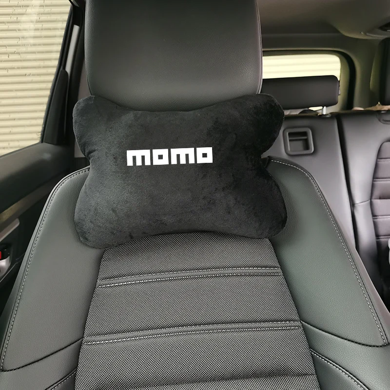 Подушка для автомобильного сиденья с подголовником и логотипом MOMO для шеи, высокого качества, подходит для большинства автомобилей.