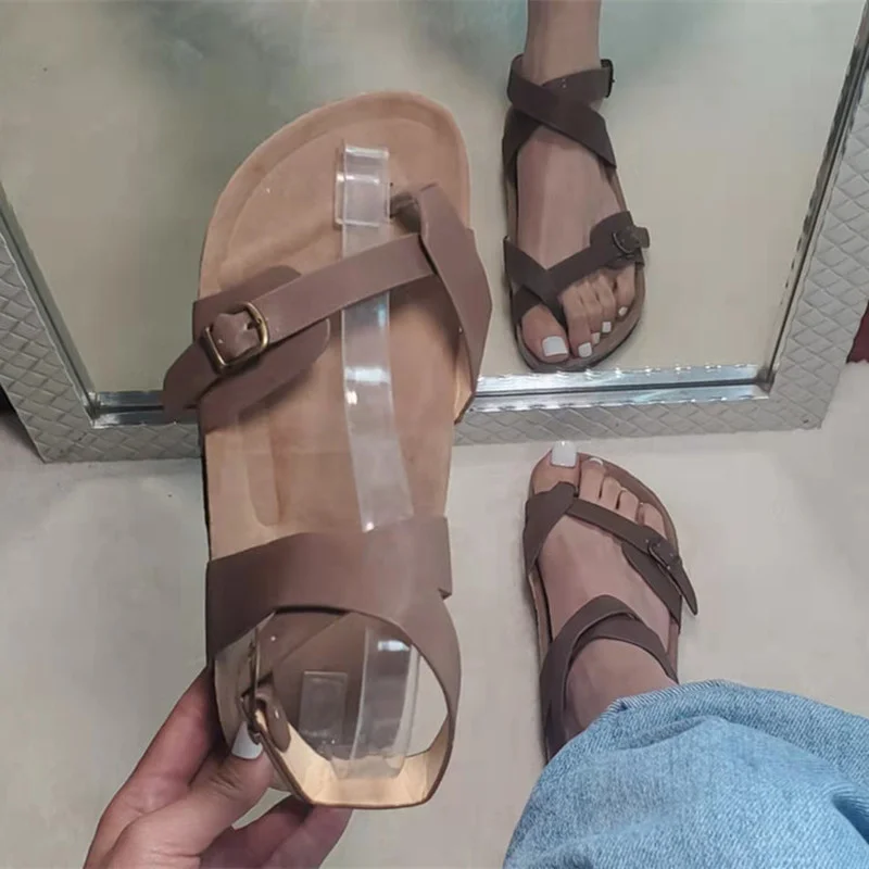 

2022 Rome Sandals Women Wedges Buckle Ladies Sandals Casual Comfortable Fashion Summer Shoes Femme leather gladiator sandals