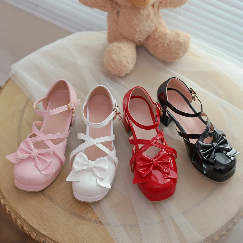 Lolita Cross-Strap Sandals with Butterfly Bow Perfect for Cosplay Tea Parties Dressing Up Down Formal Casual Wear Summer Shoes