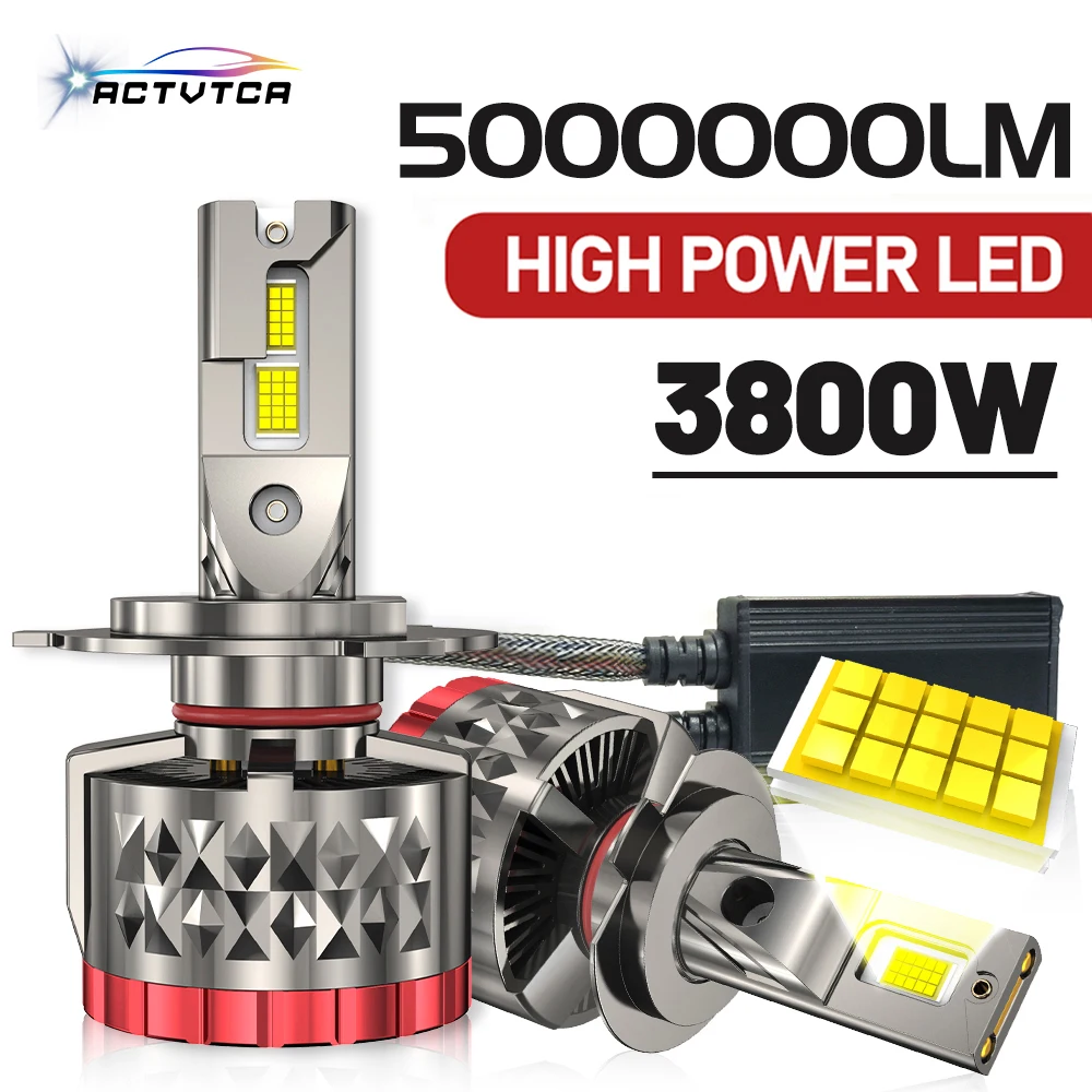 

ACTVTCA 3800W 5000000LM H7 H4 H11 Светодиодная фара высокой мощности Canbus 9005 HB3 9006 HB4 9012 HIR2 Турбо-лампа 6000K Автомобильный свет 12 В 24 В