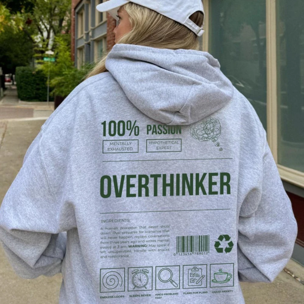 Толстовка с капюшоном Overthinker, забавное психическое здоровье, Tumblr, эстетический подарок для самостоятельного ухода, комфортный зимне-осенний теплый повседневный свитер для девочек (art.: 3920d1c820a09) - 3920d1c820a09