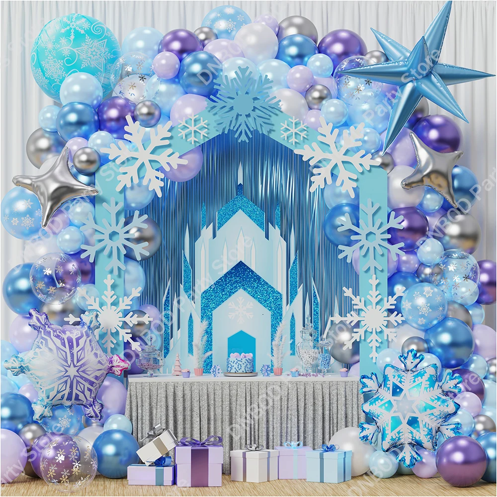

133pcs Christmas Balloon Garland Arch Kits Merry Christmas Decoration Blue Snowflake 2024 Navidad Noel Kerst Air Globos New Year