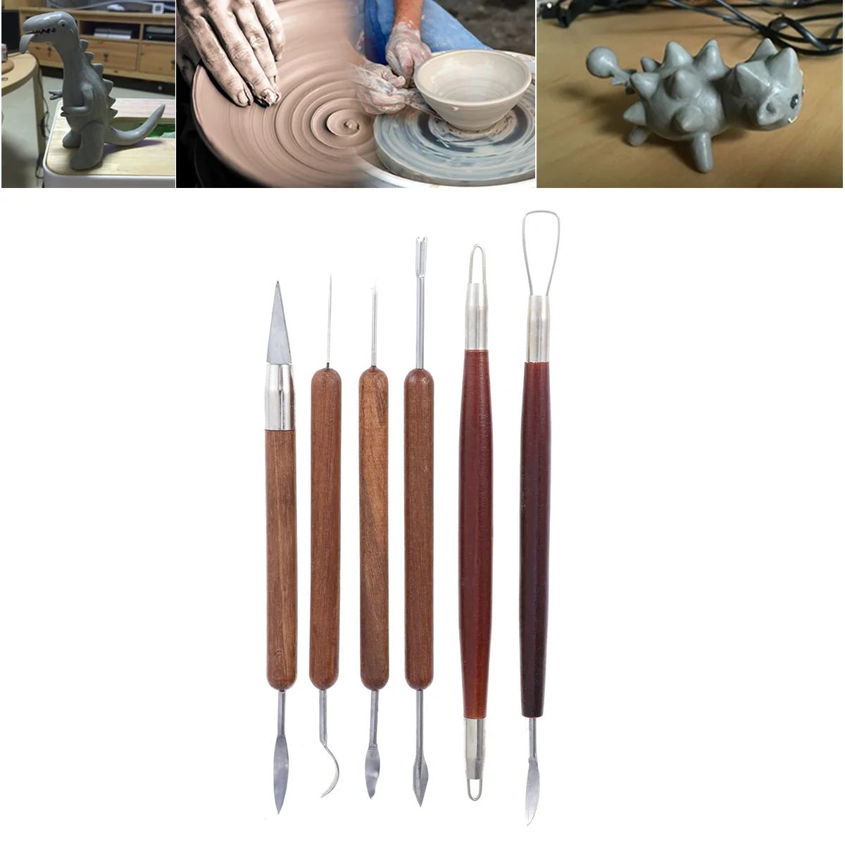 

6pcs Sculpture Tool Handle Shaping Scraping Sculpting Cleaning Smoothing Tool for Sculpture Clay