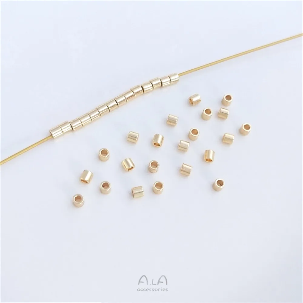 

【Not clip flat】14K gold covered color preservation 2mm thick round tube spacer beads handmade tube beads diy jewelry loose beads