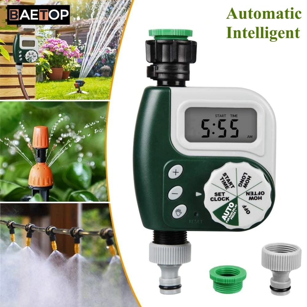 

Цифровой таймер воды, Программируемый таймер полива крана с ЖК-дисплеем, Водонепроницаемый автоматический контроллер спринклера для сада