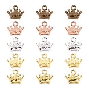 20Pcs/set 5 Colors Zinc Alloy Charms Crown With Word Princess Pendants DIY Findings For Handmade Necklace Earring Jewelry Making
