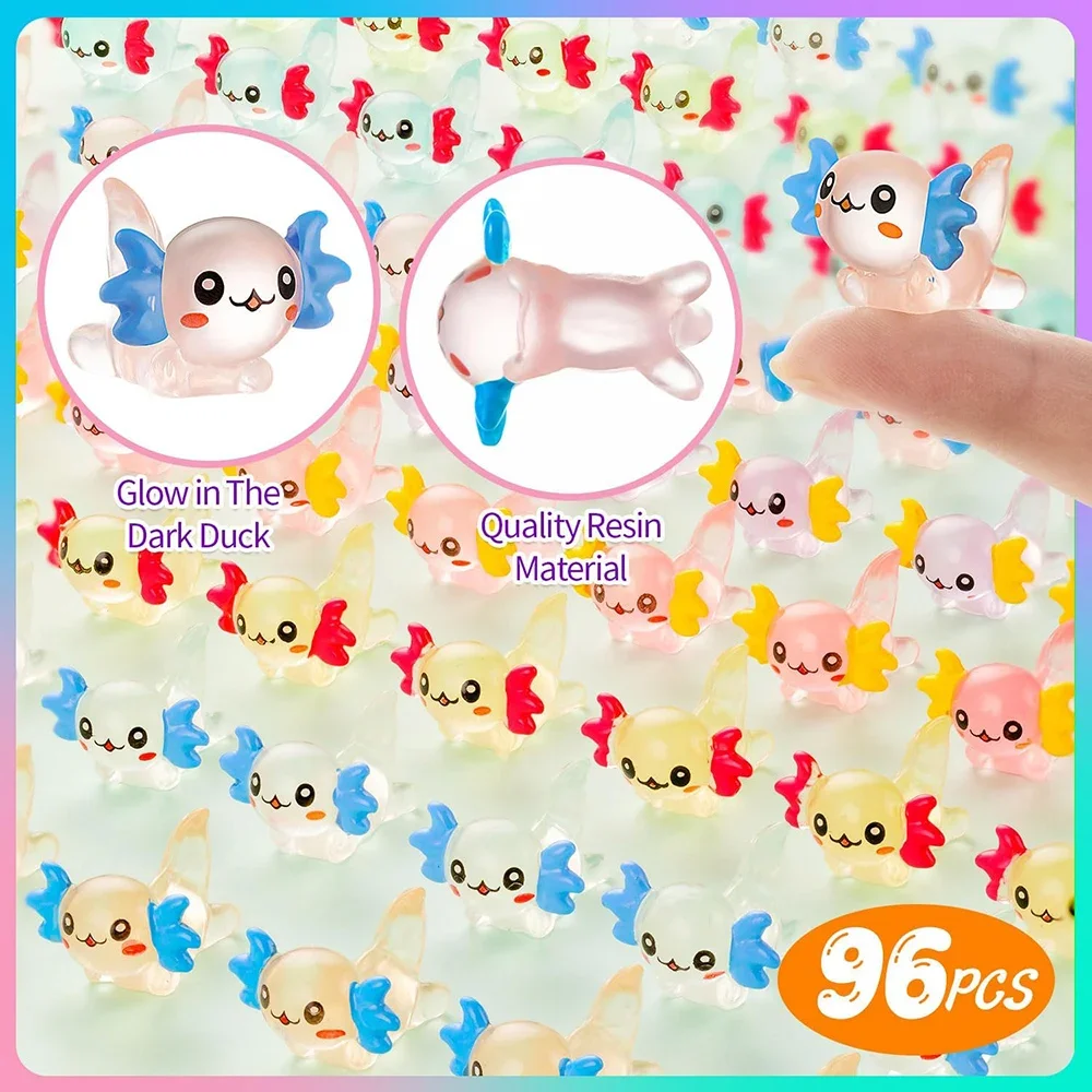 

96 шт. светящийся мини-смола аксолотль миниатюрная фигурка аксолотля крошечный аксолотль орнамент для сада пейзаж аквариум декор кукольного домика