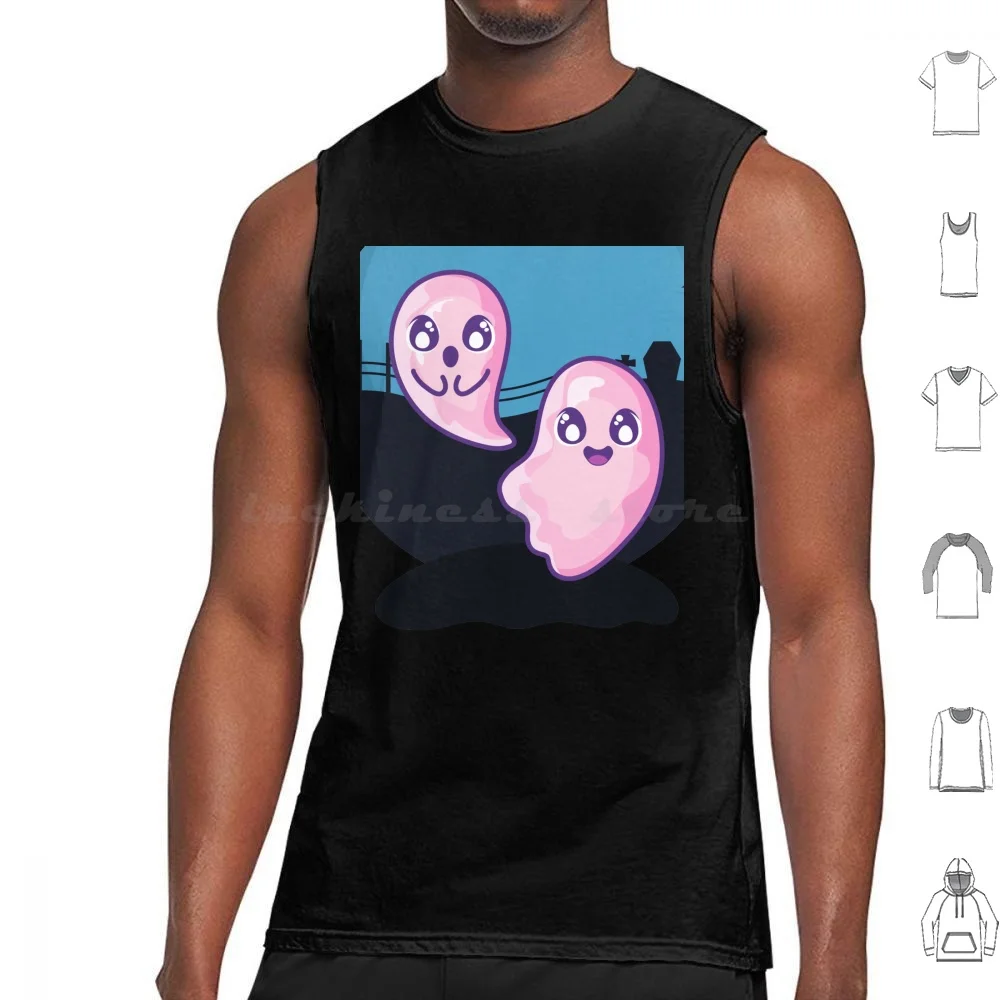 

Cute Spooky Ghosts Tank Tops Print Cotton Ghost Spooky Cute Halloween Ghosts Funny Kawaii Scary Horror Spirit