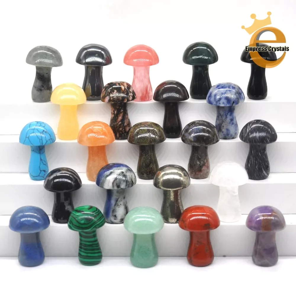 

Mini Mushroom Statue Natural Crystals And Stones Healing Rose Quartz Amethyst Labradorite Gemstones Reiki Home Decoration