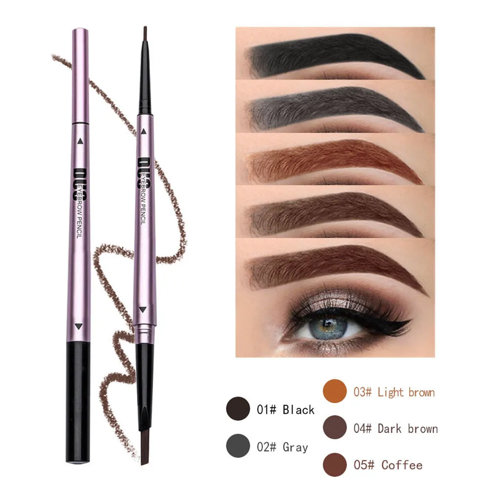 

5Colors Double-headed Eyebrow Pencil Waterproof Long-lasting Sweat-proof Natural Wild Brows Shaping Drawing Easy Coloring Makeup
