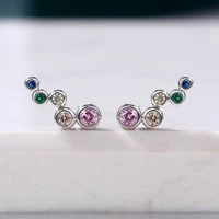 trendy cubic zirconia round bead charm stud earrings for women wedding bridal jewelry engagement accessories gifts