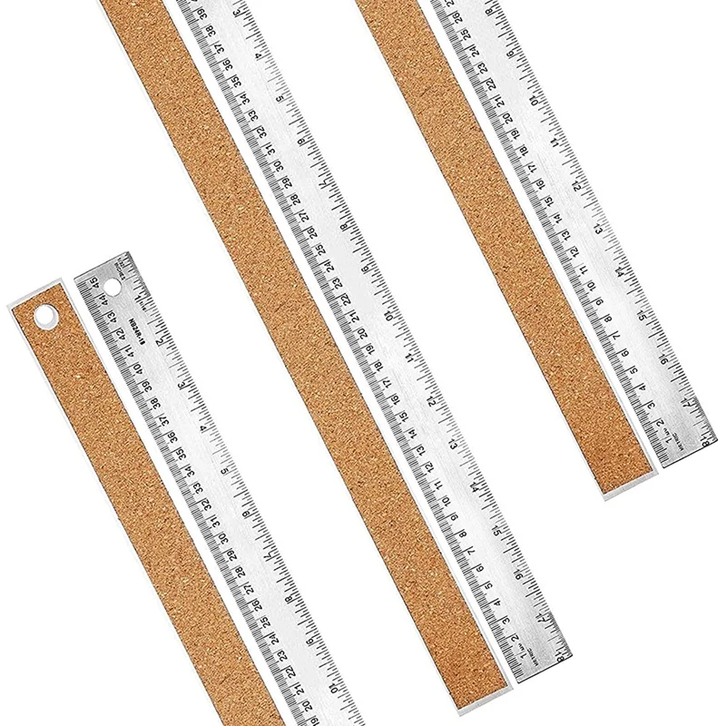 

Металлическая линейка-Точная линейка 18 дюймов-3 линейка из нержавеющей стали, Гибкая металлическая линейка с пробковой основой-дюймовые и м...