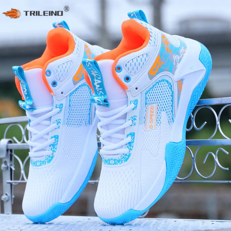 

TRILEINO Men's Basketball Shoes Air Cushion Women Mesh Sneakers Male Breathable Anti-Skid Outdoor Sports Shoes Tenis Masculino