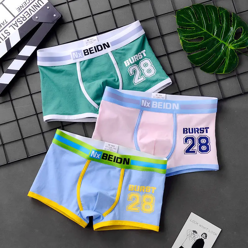 Personalized printing youth men's underwear adult flat corner trend summer breathable four corner trouser head