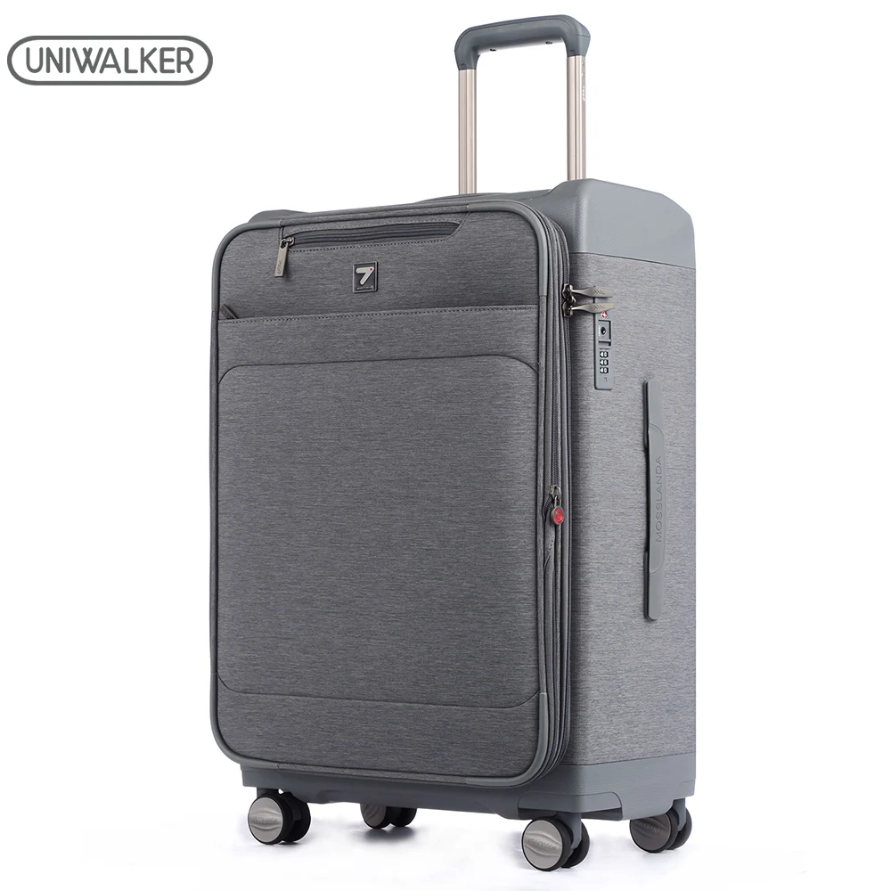 Uniwalker Newest Design Soft & Hard Shell Travel Luggage Hand Lightweight Cabin Size Kids Black Rolling Suitcase Luggage Bag