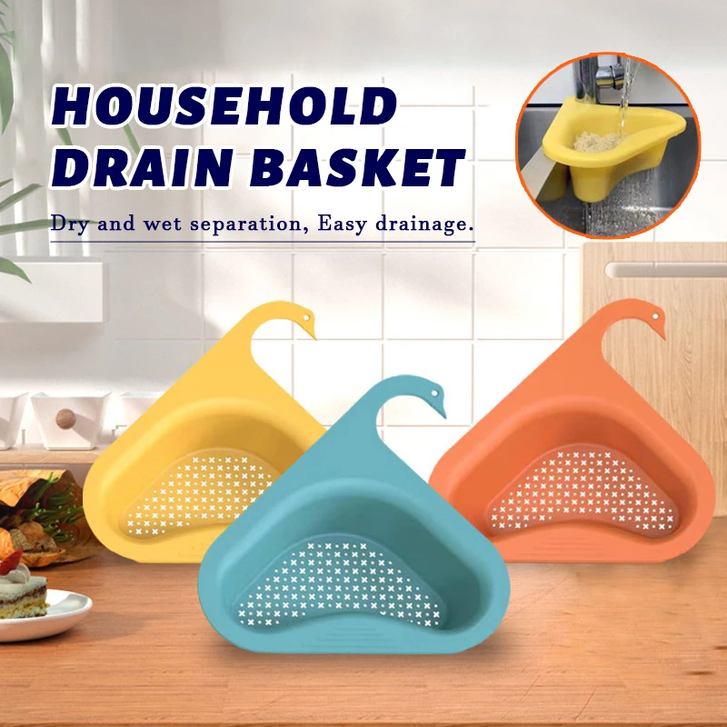 

Swan Sink Drain Strainer Basket Kitchen Leftover Sink Filter Shelf Fruit Vegetable Drainer Sponge Rack Storage Tool Basket