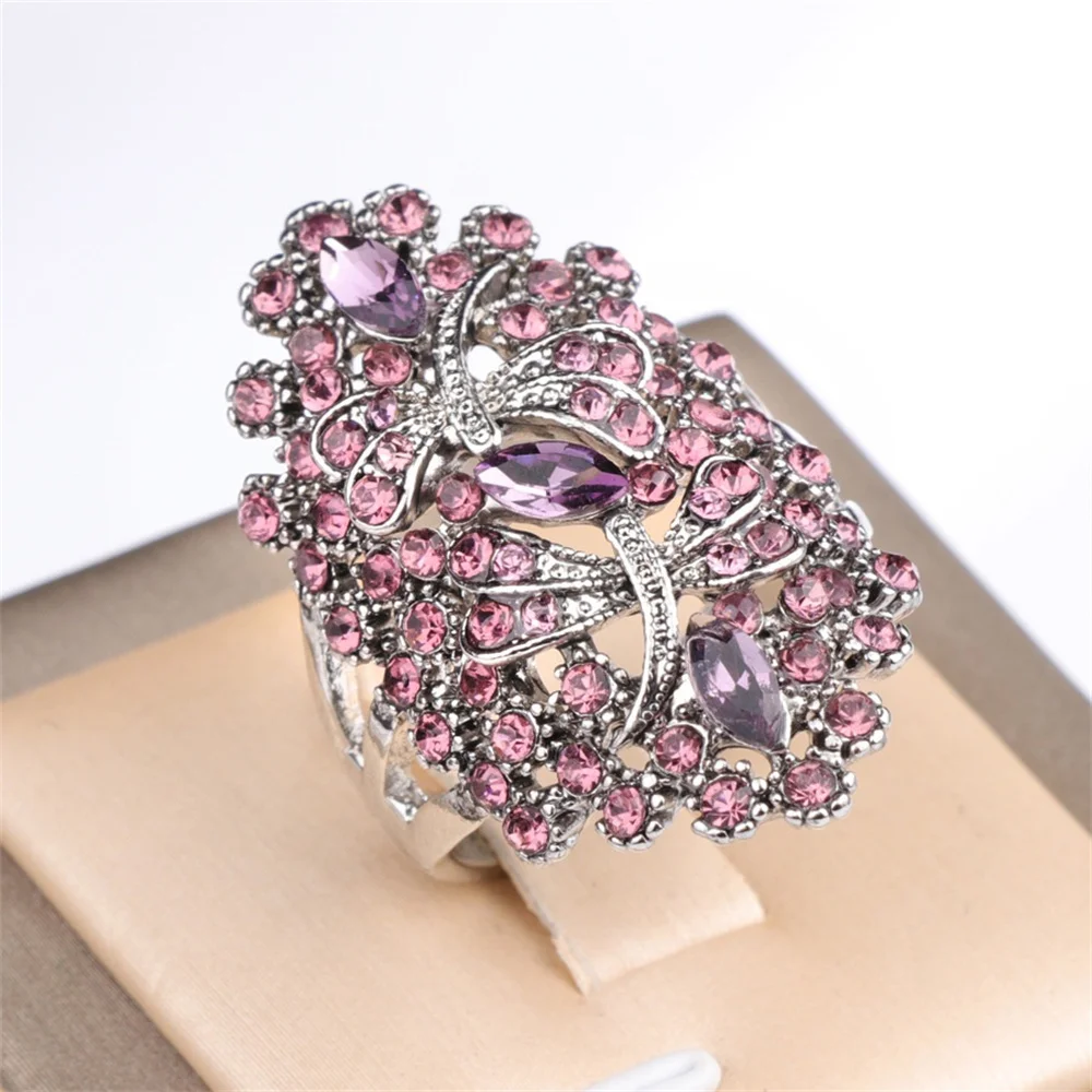 

Luxury Elegant Women's Fashion Pink Diamond Dragonfly Personality Rings Princess Romantic Party Jewelry Accessories Size 6-10