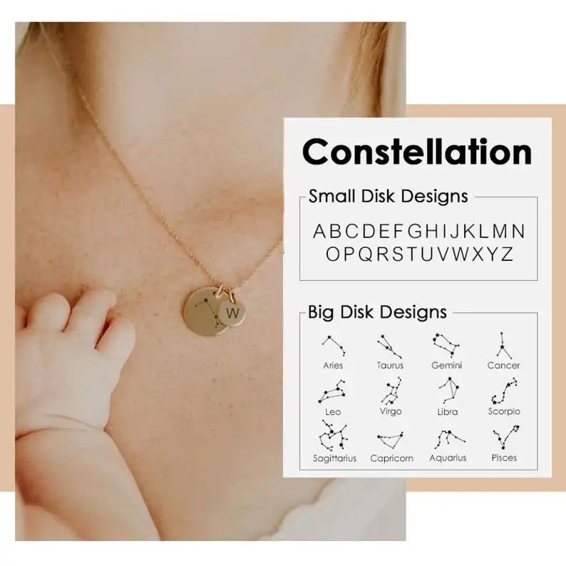 

Custom Constellation Letter Baby Necklace Jewelry Designer Custom Necklace Custom Gift Personalized necklace Mom gift